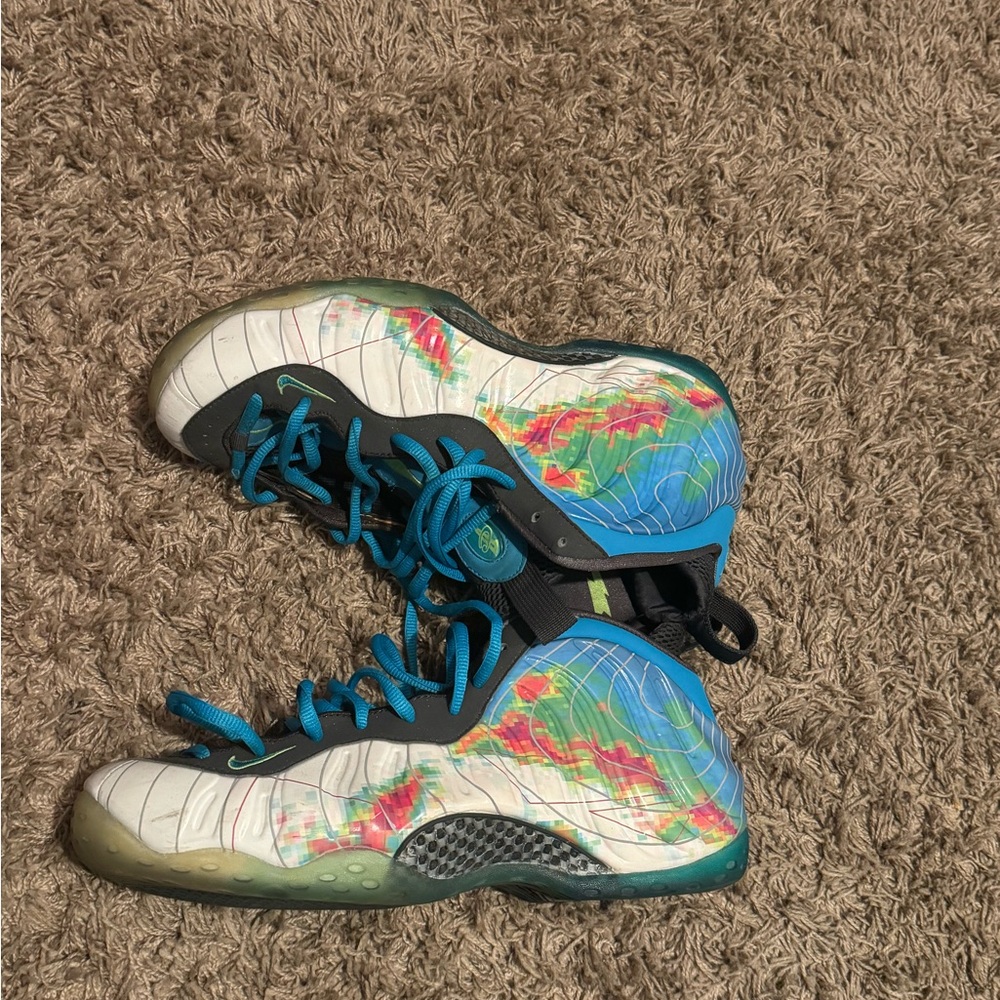 Nike Blue and Green Athletic Shoes with Futuristic Design